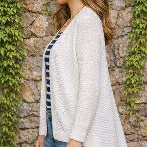 DRAPER JAMES Dotted White Open Cardigan, 2X